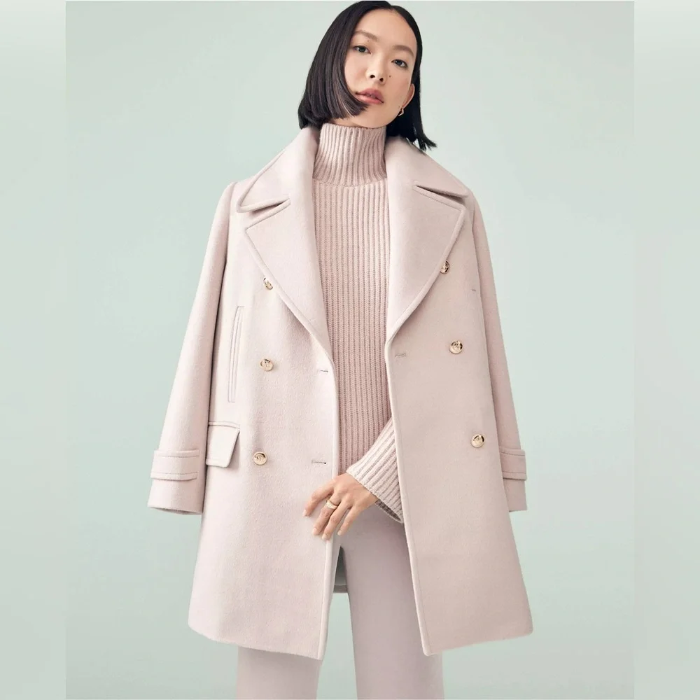 Wool Blend Notched Collar Peacoat - Picture 4 of 4